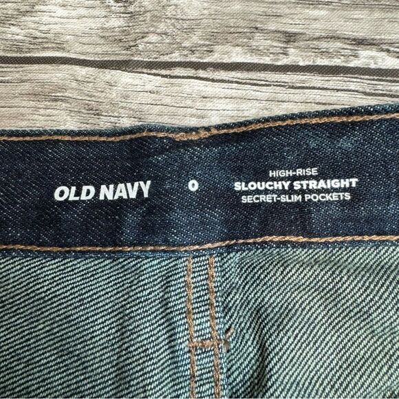 Old Navy Women's High-Rise Slouchy Straight Crop Button Fly Jeans 0 Blue Denim - Picture 8 of 12